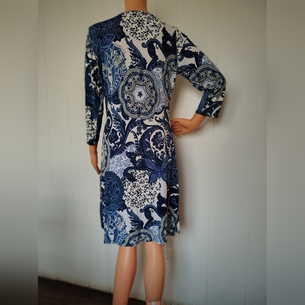 Glamour Blue Paisley Dress Size 12P - Picture 4 of 12